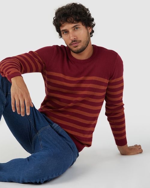 Suéter Masculino Listrado Em Tricô