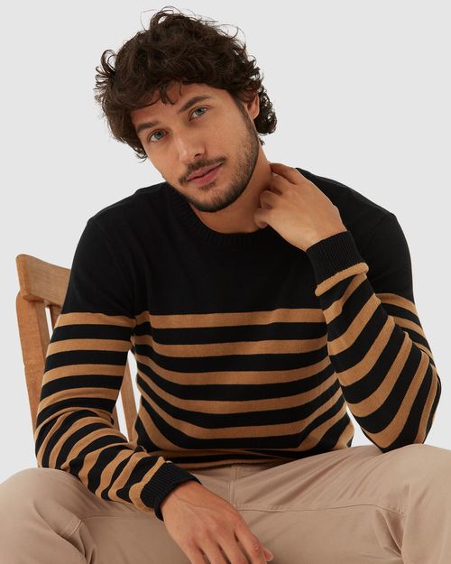 Suéter Masculino Listrado Em Tricô