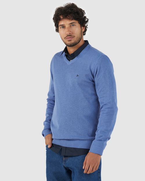 Suéter Básico Masculino Decote V Em Tricô