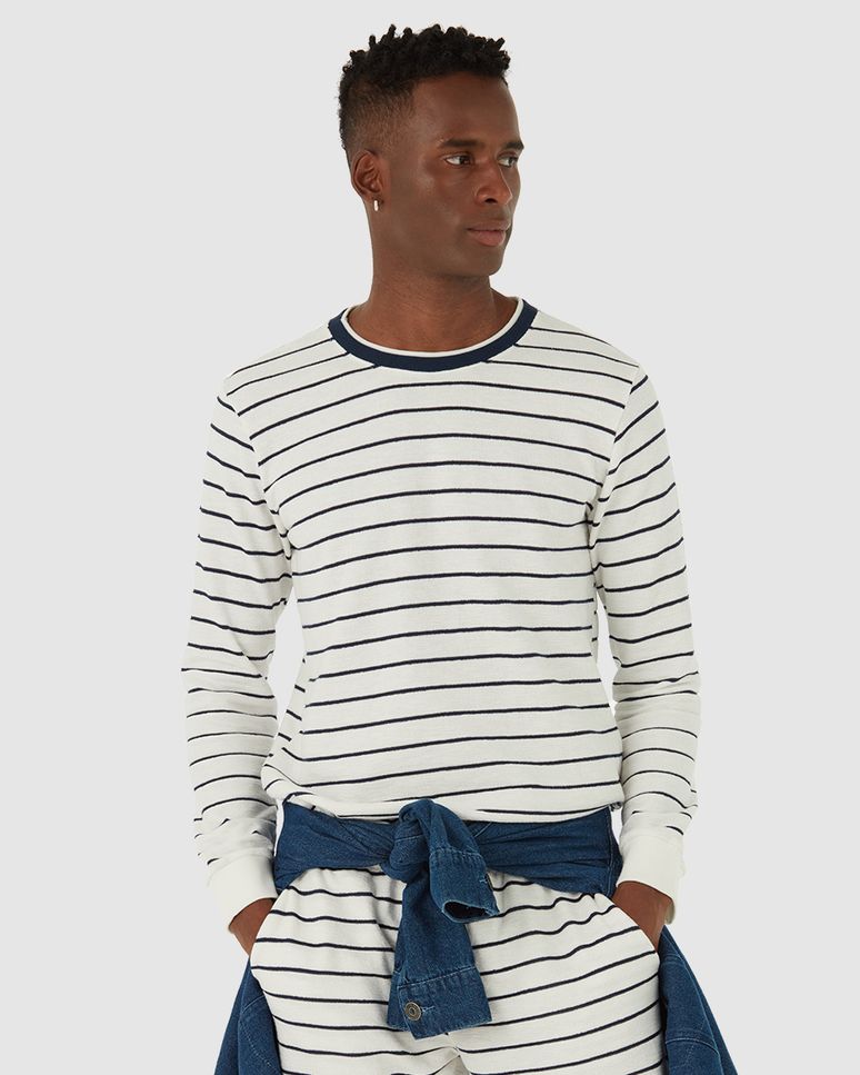 Camiseta Slim Masculina Manga Longa Listrada Em Algodão