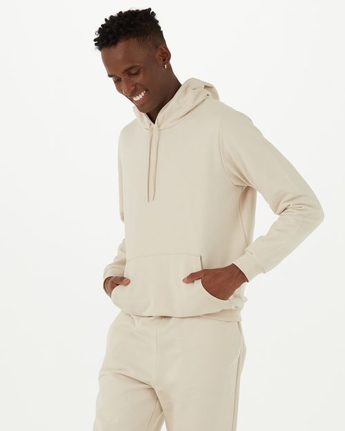 Blusão Básico Masculino Com Capuz Em Moletom Flanelado