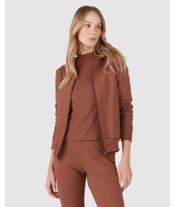 Jaqueta Básica Feminina Com Capuz Moletom Stretch Flanelado