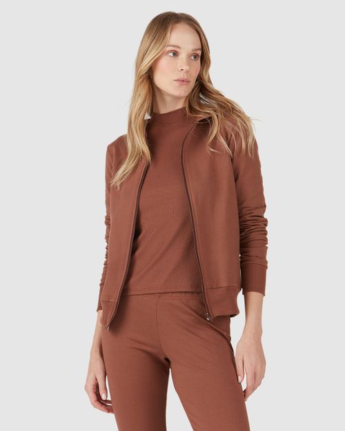 Jaqueta Básica Feminina Com Capuz Moletom Stretch Flanelado