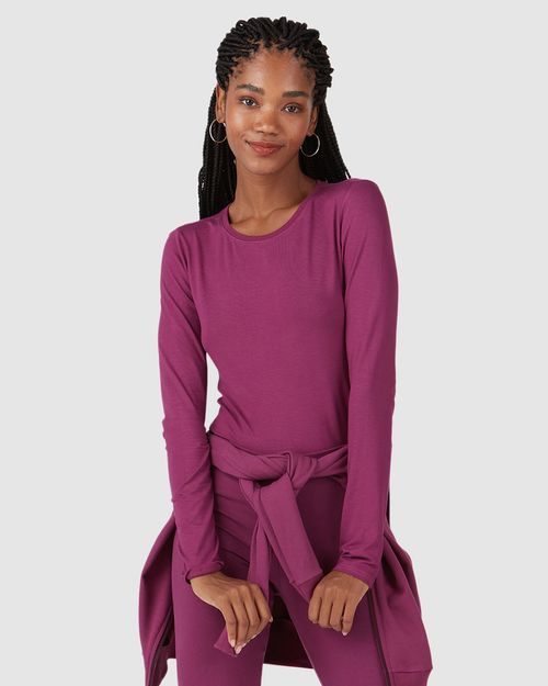 Blusa Básica Feminina Decote Redondo Em Viscose Stretch