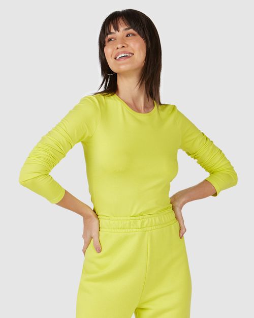 Blusa Básica Feminina Decote Redondo Em Viscose Stretch