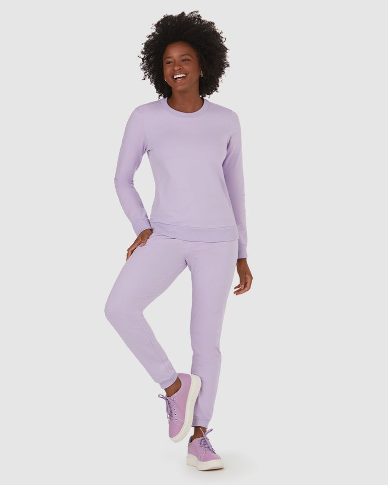 Calça Básica Feminina Jogger Em Moletom Stretch