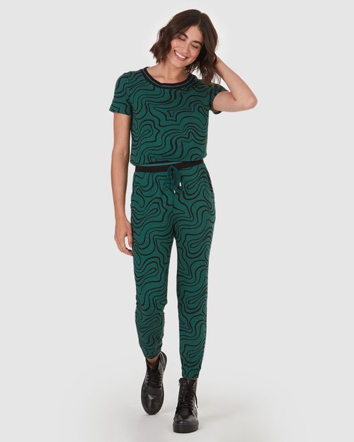 Calça Feminina Jogger Estampada Em Moletinho De Viscose