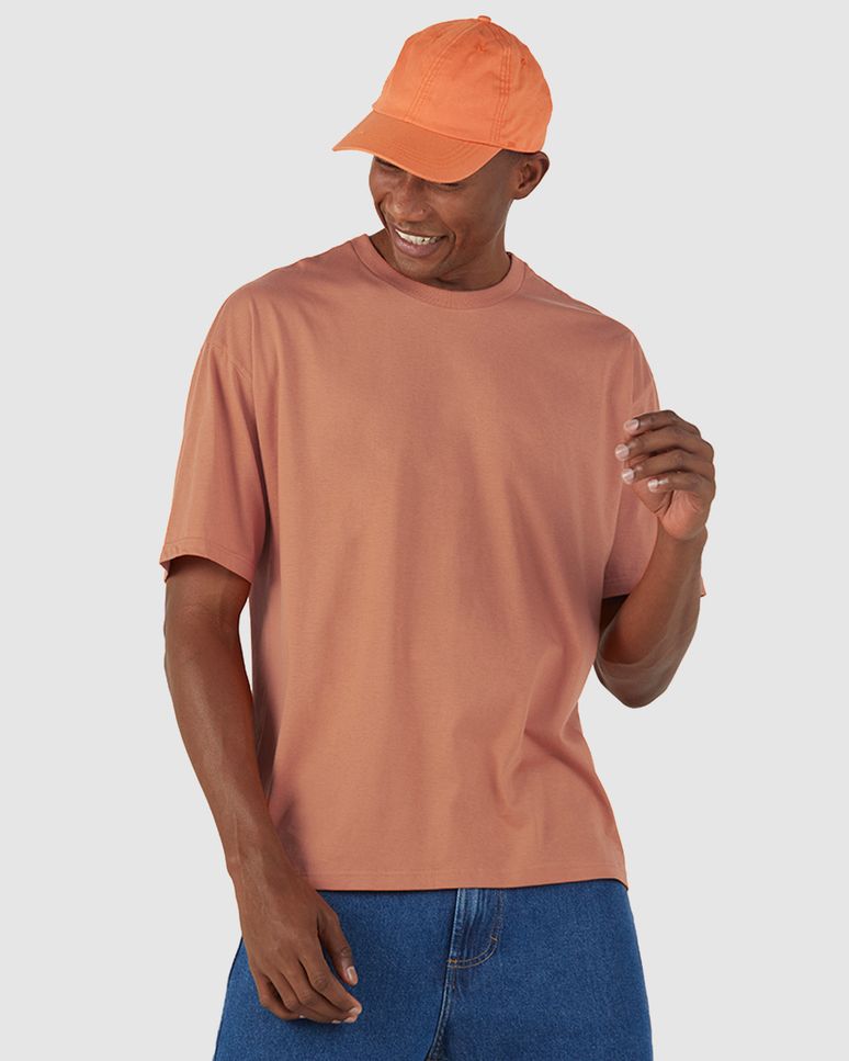 Camiseta Básica Masculina Box Com Decote Redondo Em Algodão