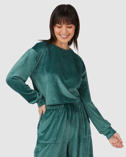 Blusa Básica Feminina Manga Longa Em Veludo Canelado