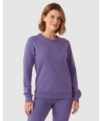 Blusão Básico Feminino Decote Redondo Em Moletom Stretch Flanelado
