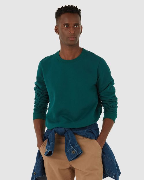 Blusão Básico Masculino Decote Redondo Em Moletom Flanelado