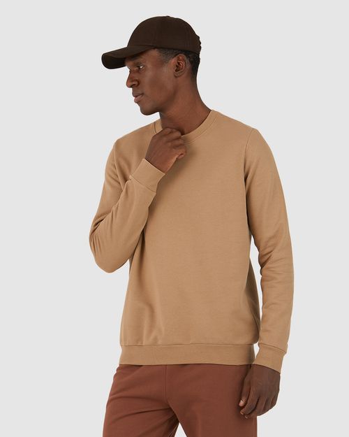 Blusão Básico Masculino Decote Redondo Em Moletom Flanelado