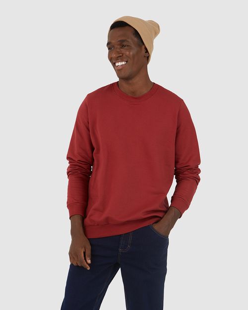 Blusão Básico Masculino Decote Redondo Em Moletom Flanelado