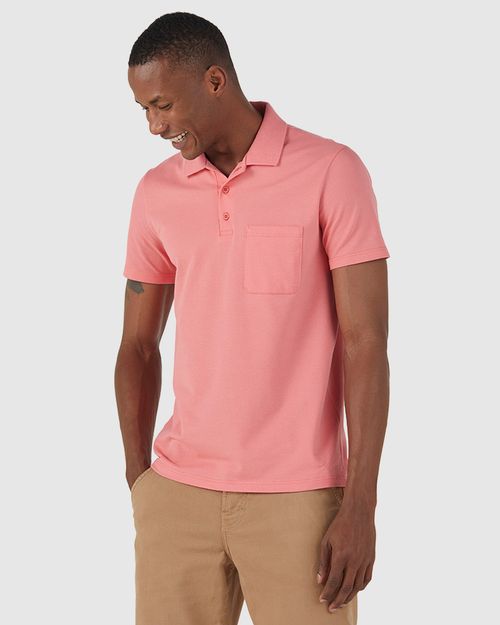 Camisa Polo Básica Masculina Gola Esporte E Bolso Piquet Stretch