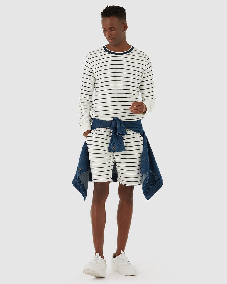 Camiseta Slim Masculina Manga Longa Listrada Em Algodão