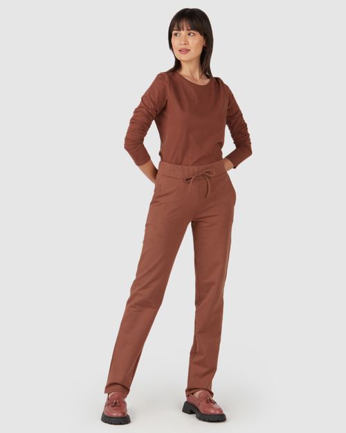 Blusa Básica Feminina Decote Redondo Manga Longa Em Algodão