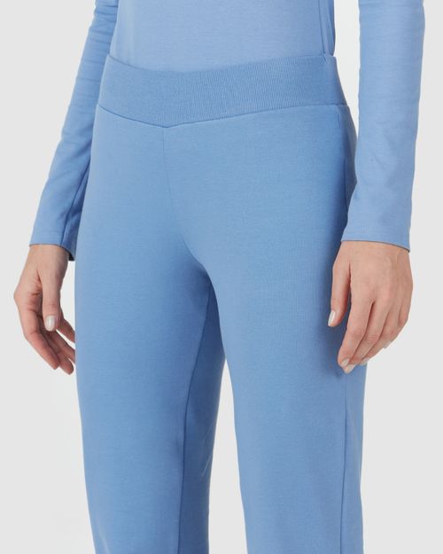 Calça Básica Feminina Cós Elástico Em Moletom Stretch Flanelado