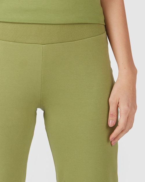 Calça Básica Feminina Cós Elástico Em Moletom Stretch Flanelado