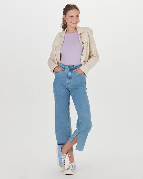 Blusa Básica Feminina Decote Redondo Em Algodão