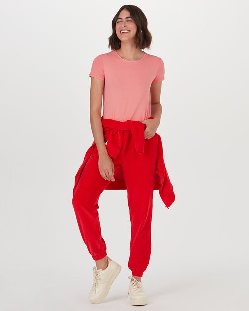 Blusa Básica Feminina Decote Redondo Em Viscose Botonê