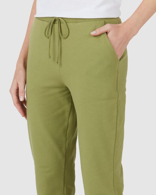 Calça Básica Feminina Jogger Bolso Faca Em Moletom Stretch Flanelado