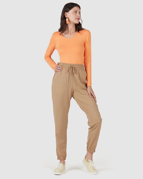 Blusa Básica Feminina Gola V Manga Longa Em Viscose Stretch