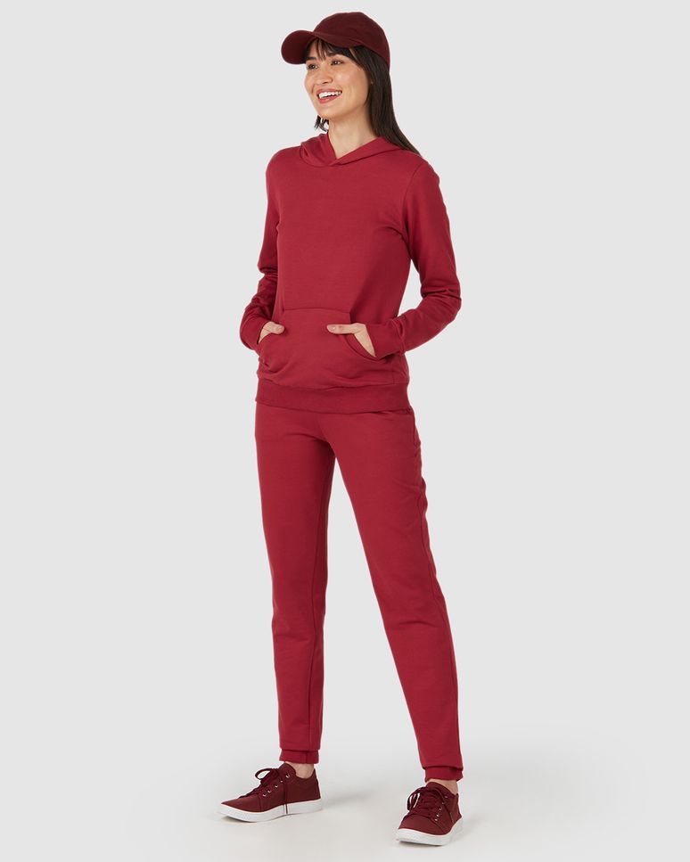 Blusão Básico Feminino Com Capuz Moletom Stretch Flanelado