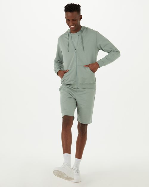 Jaqueta Básica Masculina Com Capuz Em Moletom