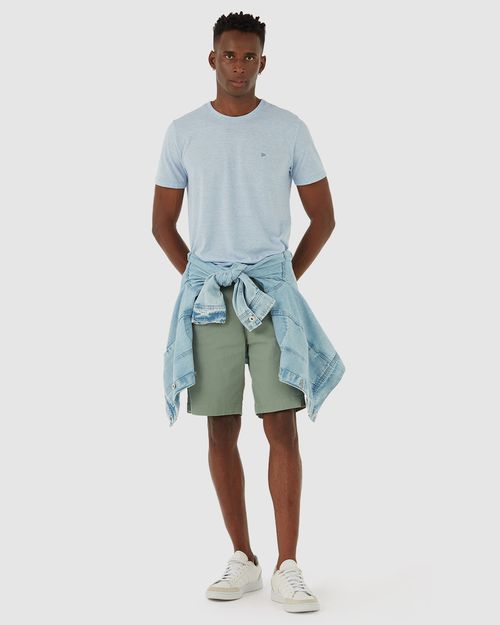 Camiseta Básica Masculina Decote Redondo Malha Mesclada Anti Odor