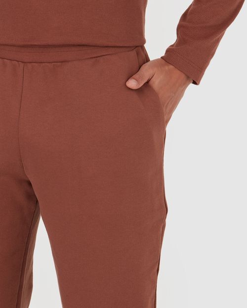 Calça Básica Masculina Cós Elástico Em Moletom Flanelado
