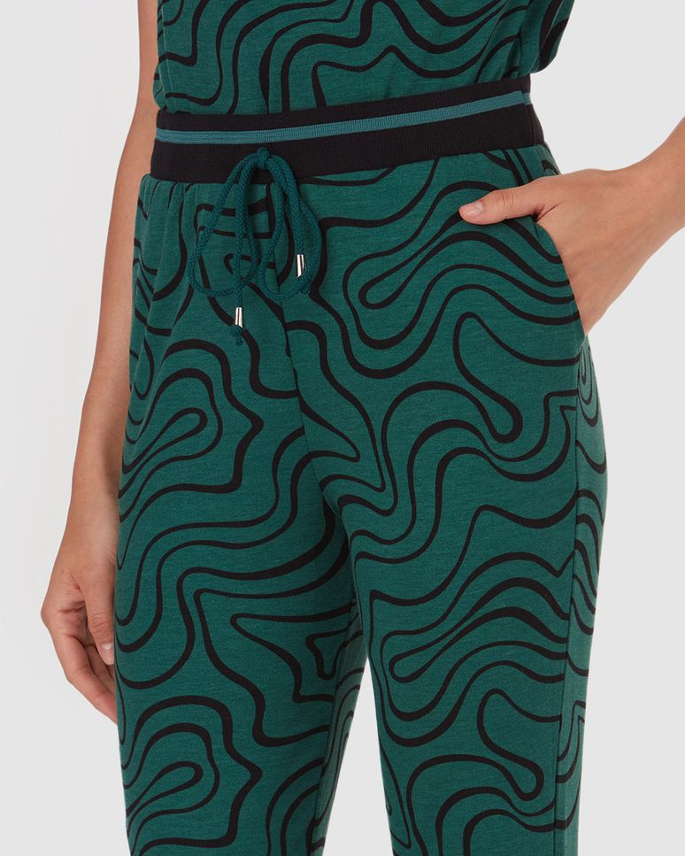 Calça Feminina Jogger Estampada Em Moletinho De Viscose