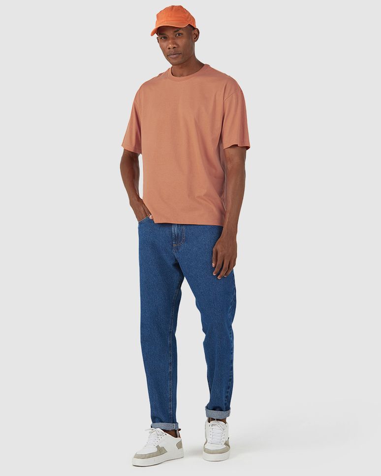 Camiseta Básica Masculina Box Com Decote Redondo Em Algodão