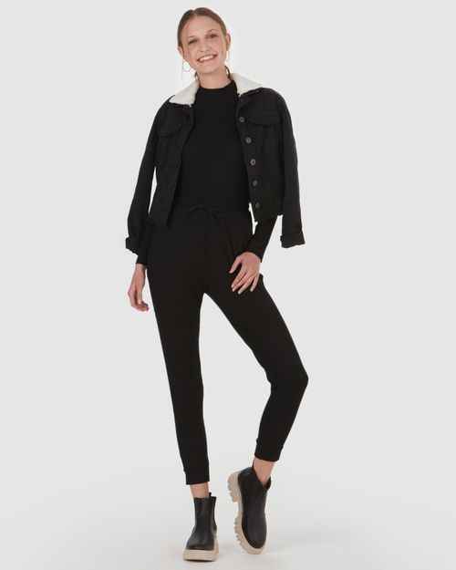 Blusa Cropped Básica Feminina Gola Alta Em Viscose Canelada