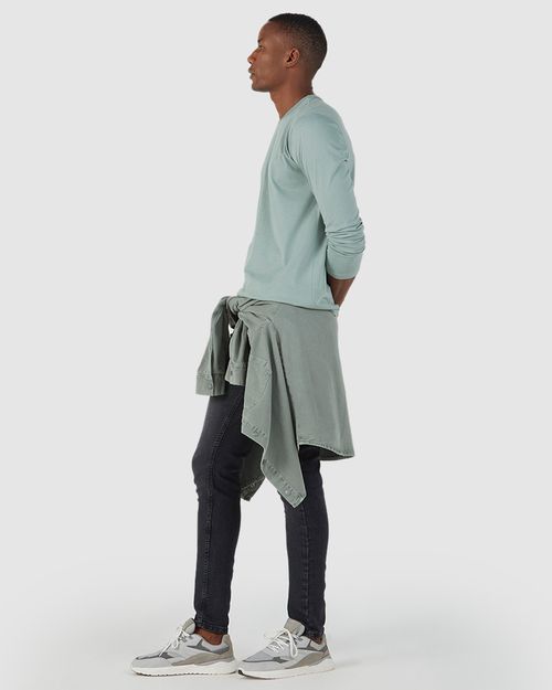 Camiseta Básica Masculina Decote V Manga Longa  Em Algodão