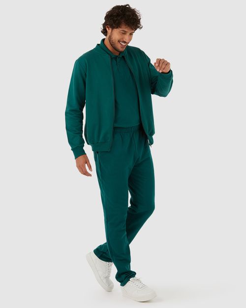 Jaqueta Básica Masculina Gola Redonda Em Moletom Flanelado