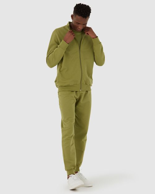 Jaqueta Básica Masculina Gola Alta Em Moletom Flanelado