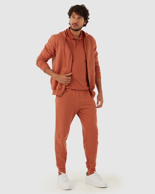 Jaqueta Básica Masculina Com Capuz Em Moletom Flanelado