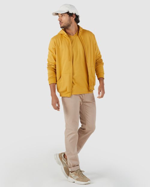 Jaqueta Básica Masculina Com Capuz Em Moletom Flanelado