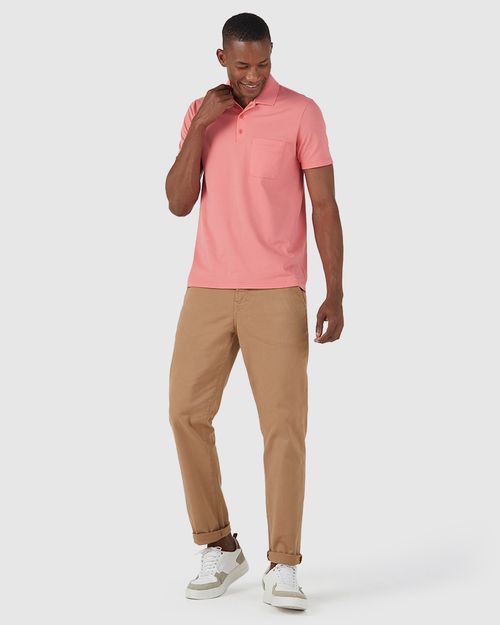 Camisa Polo Básica Masculina Gola Esporte E Bolso Piquet Stretch