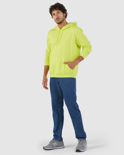 Blusão Básico Masculino Com Capuz Em Moletom Flanelado