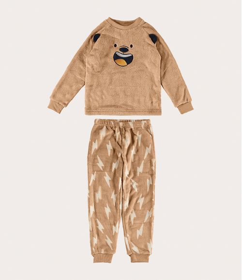 Pijama Infantil Menino Aplique Orelhinhas Em Fleece Malwee Kids