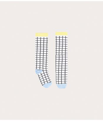 Meia Infantil Menina Quadriculada Cano Longo Malwee Kids