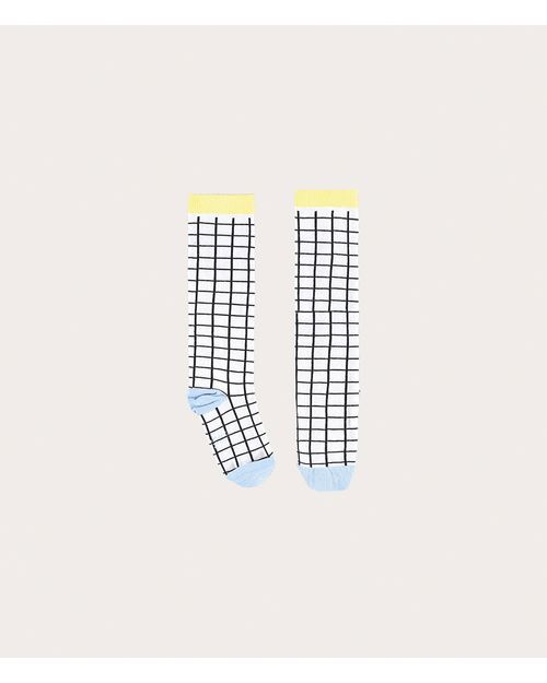 Meia Infantil Menina Quadriculada Cano Longo Malwee Kids