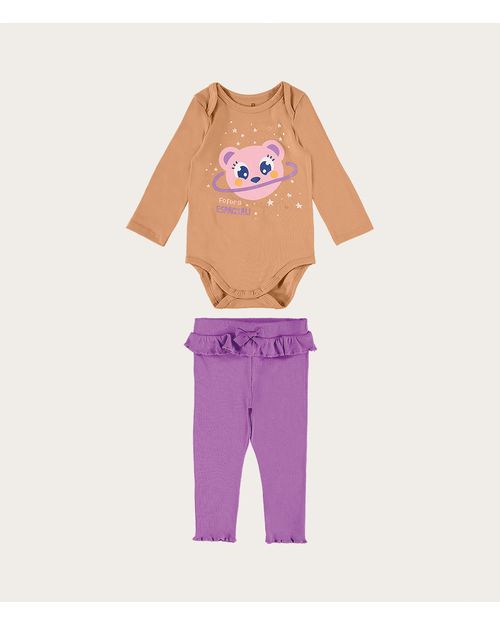 Conjunto Infantil Body Bebê Em Algodão Malwee Kids