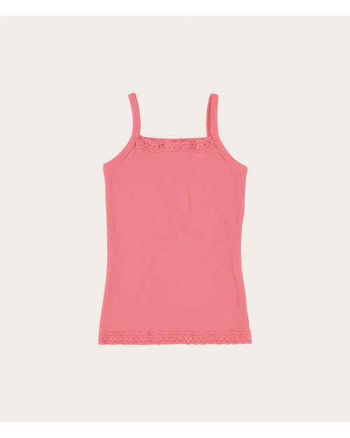 Regata Infantil Menina Decote Quadrado Com Renda Em Ribana Malwee Kids