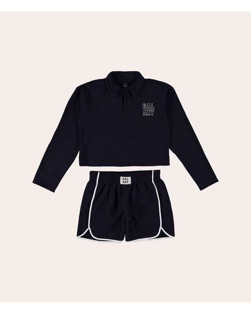 Conjunto Menina Gola Polo Em Algodão Malwee Kids
