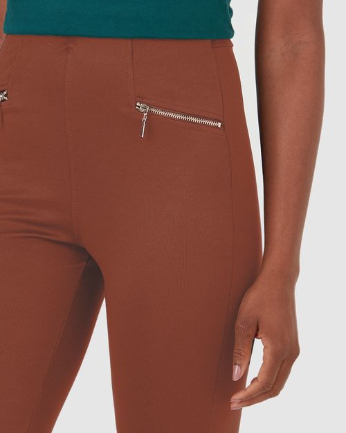 Calça Legging Feminina Detalhe Zíper Em Interlock De Viscose