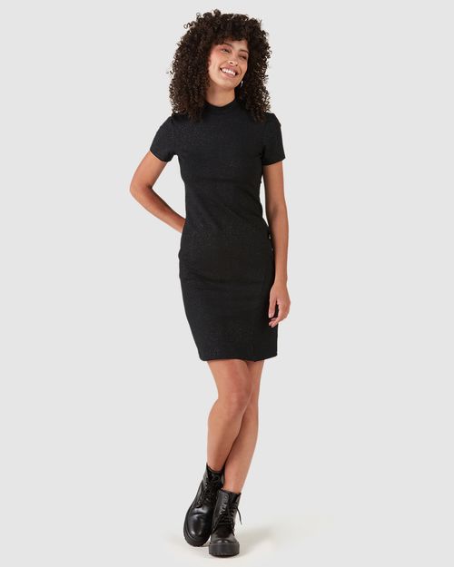 Vestido Justo Feminino Com Glitter Em Algodão