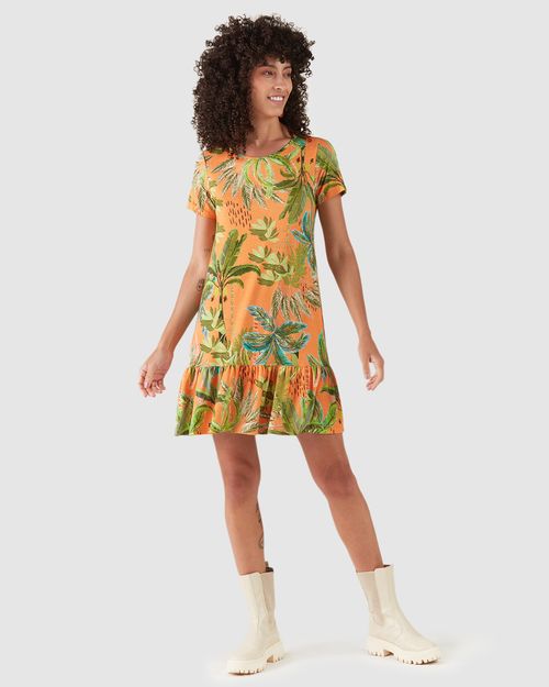 Vestido Curto Feminino Tropical Em Viscose Stretch