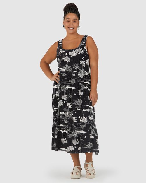 Vestido Midi Feminino Plus Size Estampado Em Viscose Stretch